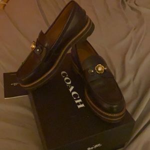 Coach Lenox Leather Loafer w/ Pearl Floral Detail